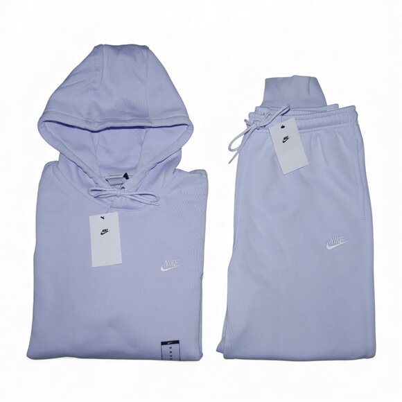 Nike Club Fleece 2 Piece Sweatsuit Mens Size M Fleece Tracksuit Set Lavender NWT - Picture 2 of 8